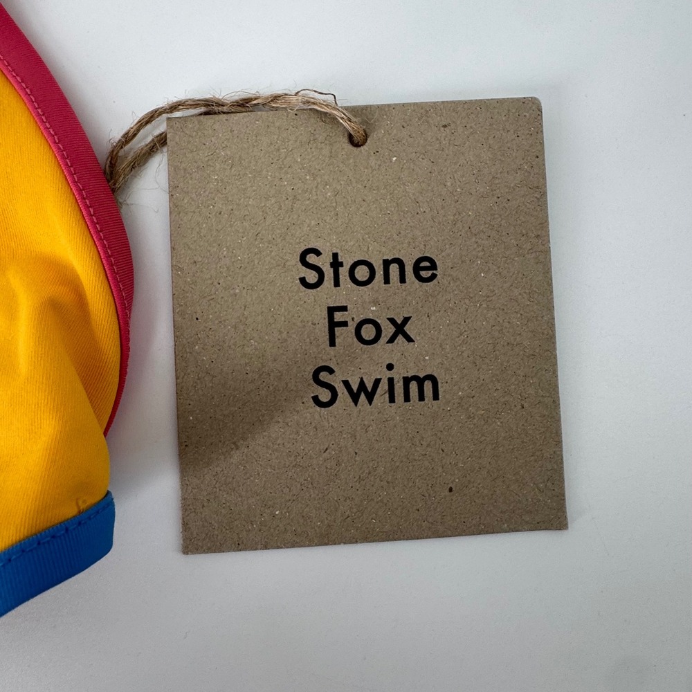 Stone Fox Swim Nomi Top Honeycomb Sunset Pink Color Block Bikini XL NEW - Picture 5 of 9